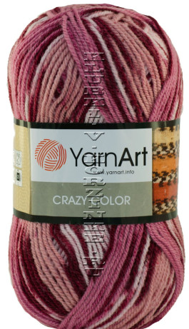 Пряжа YarnArt CRAZY COLOR - (136 - Розовый, бордовый)