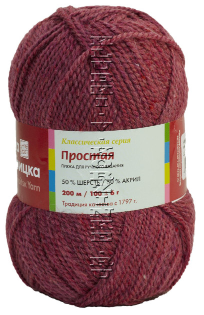 Пряжа Троицкая «Простая» - (8051 - Брусника, меланж)