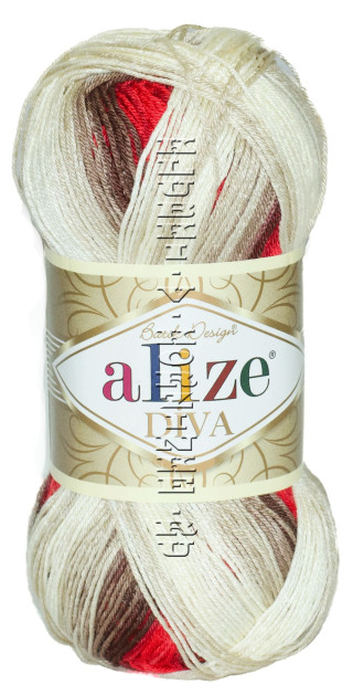 Пряжа Diva Batik Alize - (4574 - Крем, беж, красный)