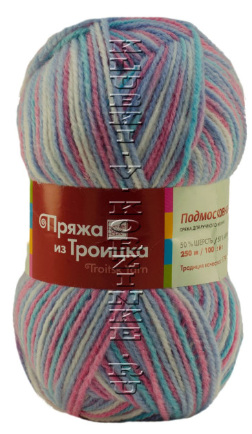 Пряжа Троицкая «Подмосковная» - (4332 - Белый, голубой, розовый)