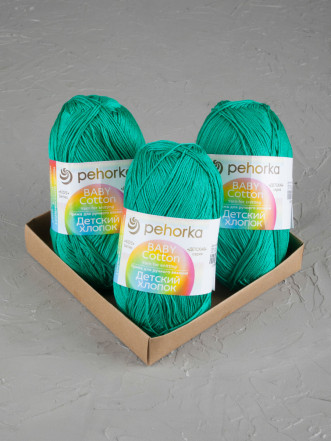Пряжа Пехорка «Детский хлопок» - (335 - Изумруд)