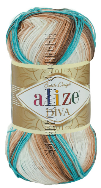 Пряжа Diva Batik Alize - (4603 - Белый, беж, бирюза)