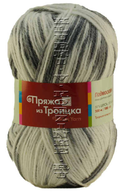 Пряжа Троицкая «Подмосковная» - (4033 - Бело-серый)