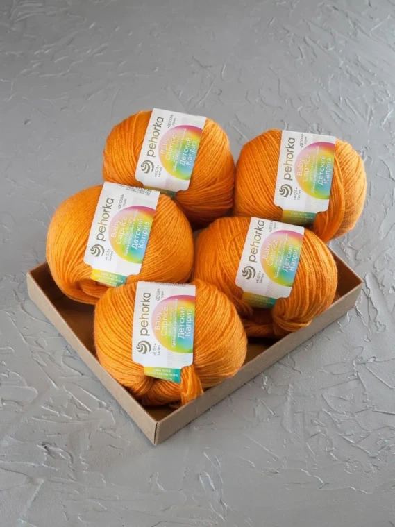 Пряжа Пехорка «Детский каприз» - (485 - Желтооранжевый)