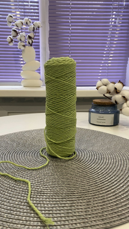 Шпагат крученый хлопковый 2 мм 100 м - (2122 - Фисташковый)