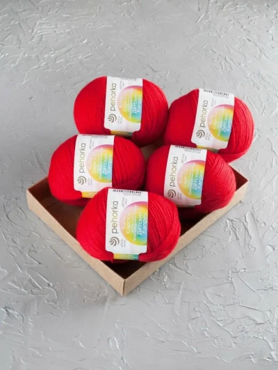 Пряжа Пехорка «Детский каприз» - (88 - Красный мак)