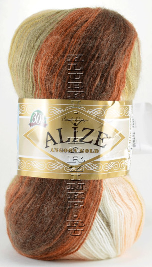 Пряжа ANGORA GOLD BATIK Alize - (4334 - Белый, беж, коричневый)