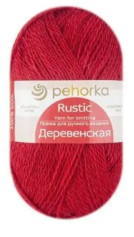 Пряжа Пехорка «Деревенская» - (88 - Красный мак)