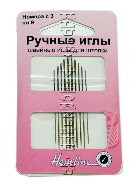 Иглы ручные иглы швейные для штопки HEMLINE , 10 шт (номера с 3 по 9)