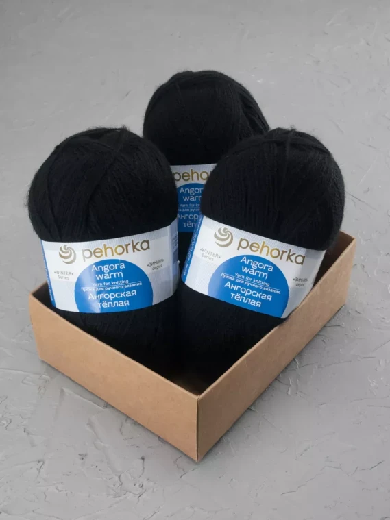 Пряжа Пехорка «Ангорская теплая» - (02 - Черный)