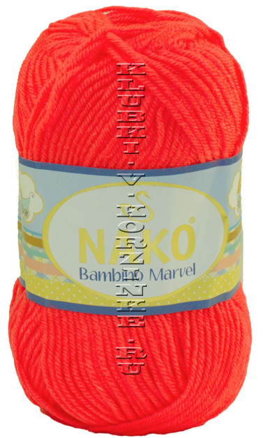 Пряжа NAKO "Bambino Marvel" - (9044 - Ультра-коралловый)