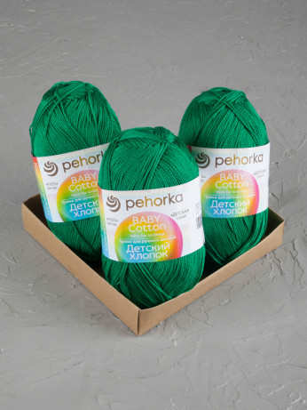 Пряжа Пехорка «Детский хлопок» - (573 - Темно-изумрудный)