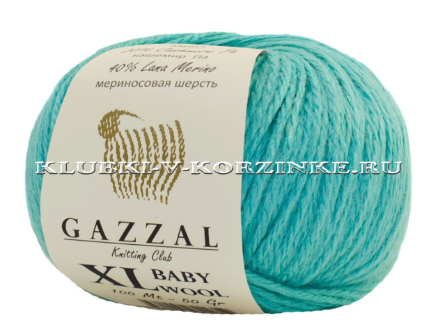 Пряжа GAZZAL BABY WOOL XL - (832 XL - Зеленая бирюза)