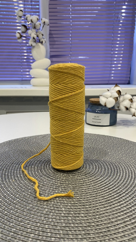 Шпагат крученый хлопковый 2 мм 100 м - (1302 - Горчичный)