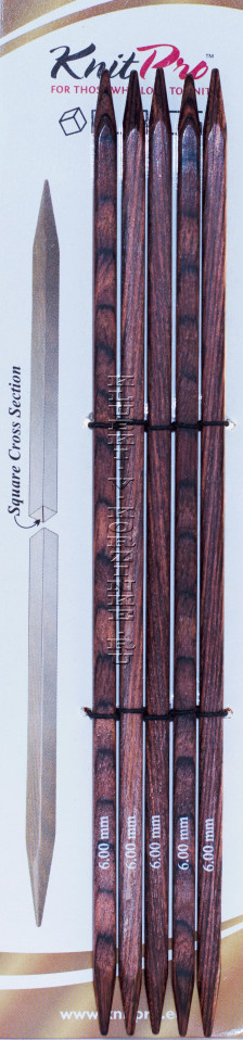 Спицы KnitPro Cubics чулочные квадратные деревянные №6, 20 см (арт.25116)