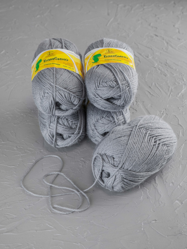 Пряжа Камтекс «Бамбино» - (168 - Светло-серый)