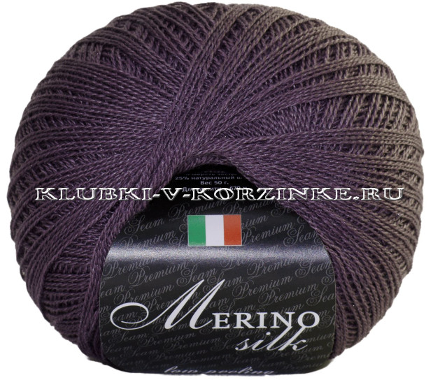 Пряжа Merino silk 50 Seam - (739 - Баклажан)