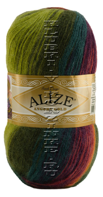 Пряжа ANGORA GOLD BATIK Alize - (4827 - Зеленый, фиолетовый, терракот)