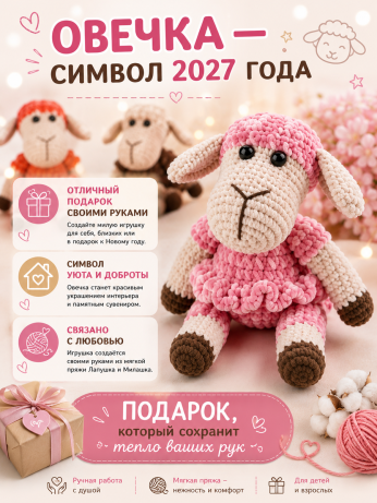 Набор для вязания игрушки Овечка (морковный)