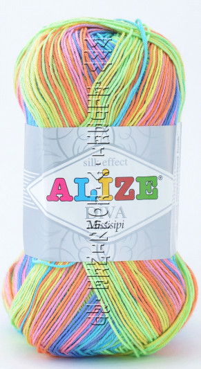 Пряжа DIVA MISSISIPI Alize - (4154 - Желтый, салатовый, голубой, розовый)