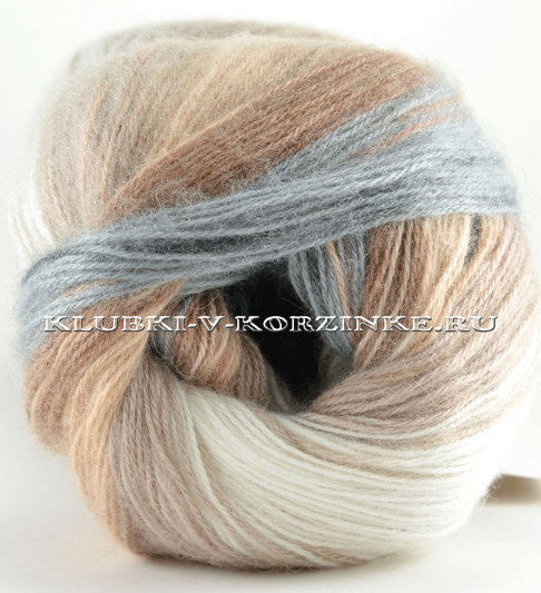Пряжа ANGORA GOLD BATIK Alize - (3868 - Белый, серый, бежевый)