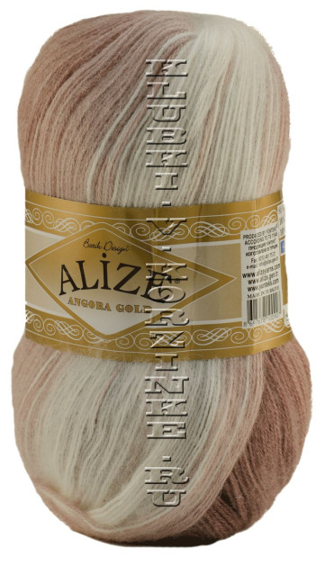 Пряжа ANGORA GOLD BATIK Alize - (5698 - Белый, розовый, какао)