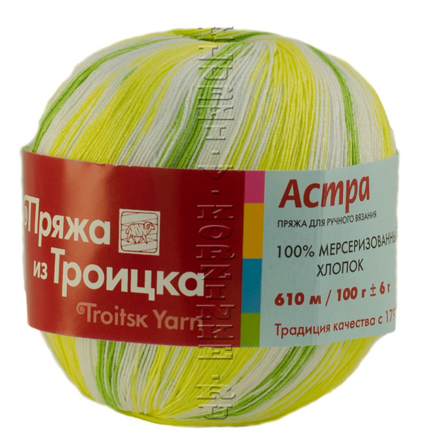 Пряжа Троицкая «Астра» - (7231 - Белый, желтый, зеленый)