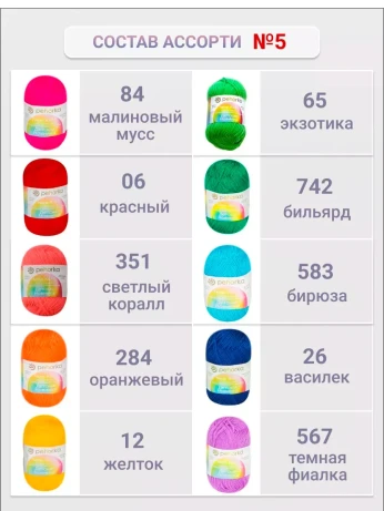 Набор пряжи Пехорка «Детская новинка» Ассорти 5