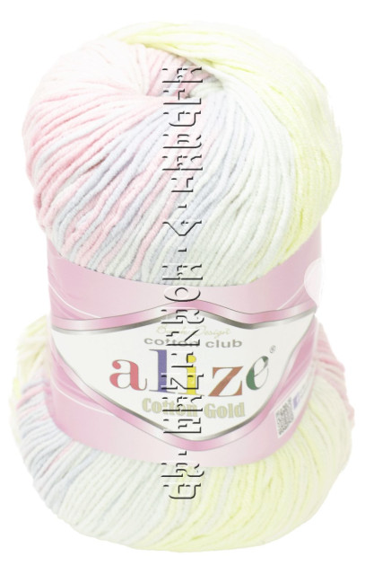 Пряжа Cotton Gold  Batik Alize - (6785 - Розовый, голубой, жёлтый)