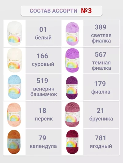 Набор пряжи Пехорка «Детская новинка» Ассорти 3