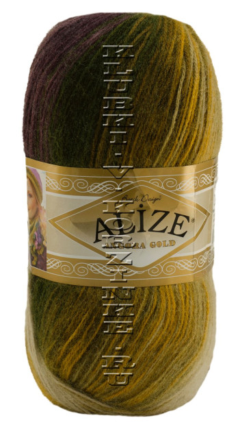 Пряжа Alize ANGORA GOLD BATIK - (5850 - Фиолетовый, хаки, бежевый)