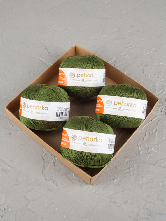 Пряжа Пехорка «Ажурная» - (13 - Темно-оливковый)