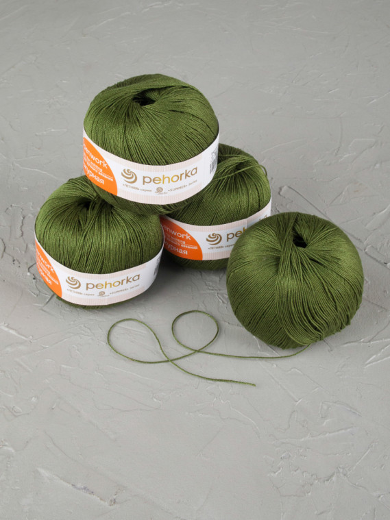 Пряжа Пехорка «Ажурная» - (13 - Темно-оливковый)
