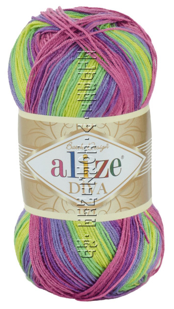 Пряжа Diva Batik Alize -  (3241 - Фуксия, салат, сиреневый)