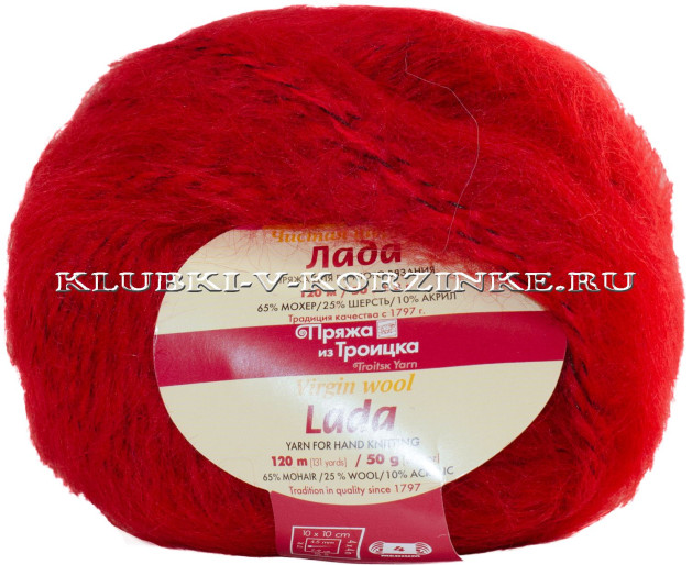 Пряжа Троицкая «Лада» - (0042 - Красный)