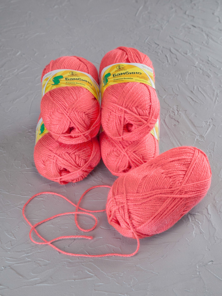Пряжа Камтекс «Бамбино» - (116 - Коралл неон)