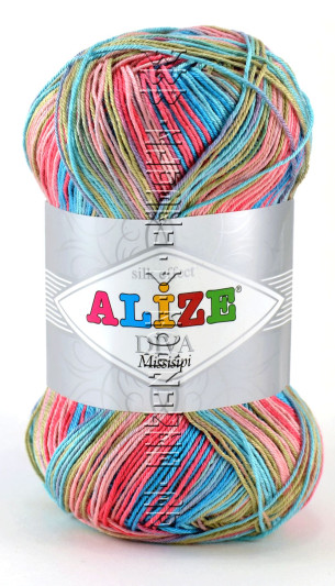 Пряжа DIVA MISSISIPI Alize - (4587 - Розовый, бирюзовый)