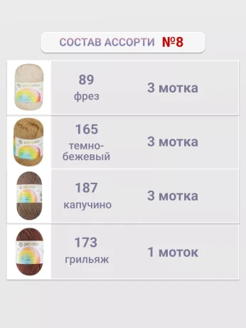 Набор пряжи Пехорка «Детская новинка» Ассорти 8