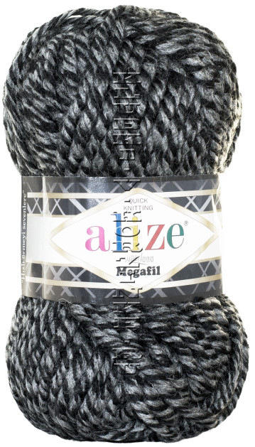 Пряжа Superlana Megafil Alize - (600 - Чёрно - серый меланж)