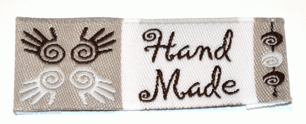 Жаккардовые этикетки Hand made (серая) - пришивная этикетка