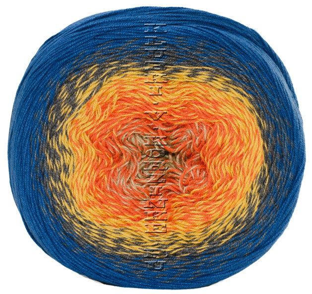 Пряжа YarnArt Flowers - (258 - Синий, серый, жёлтый, оранжевый)