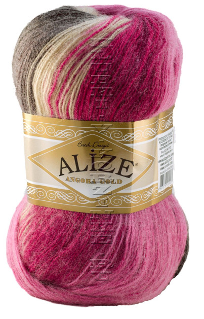 Пряжа ANGORA GOLD BATIK Alize - (6273 - Т.серый, беж, малиновый)