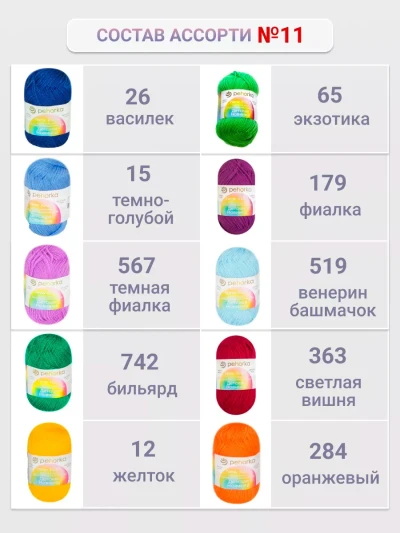 Набор пряжи Пехорка «Детская новинка» Ассорти 11