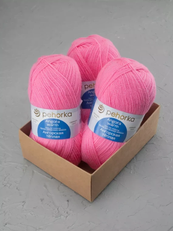 Пряжа Пехорка «Ангорская теплая» - (11 - Ярко - розовый)