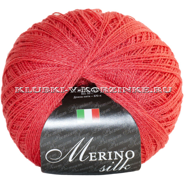 Пряжа Merino silk 50 Seam - (9 - Коралловый)