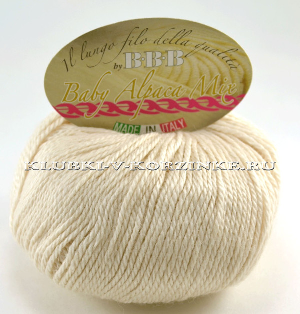 Пряжа Baby Alpaca Mix BBB - (216 - Кремовый)