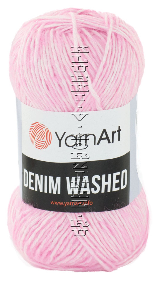 Пряжа YarnArt Denim Washed - (906 - Розовый, белый)