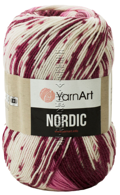 Пряжа YarnArt Nordic - (660- Брусника, розовый, молочный)