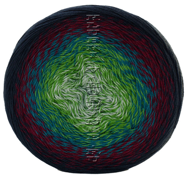 Пряжа YarnArt Flowers - (266 - Темно-синий, бордо, зелёный)