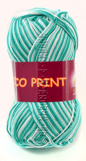 Пряжа VITA cotton "COCO PRINT" - (4675 - Зеленая бирюза меланж)